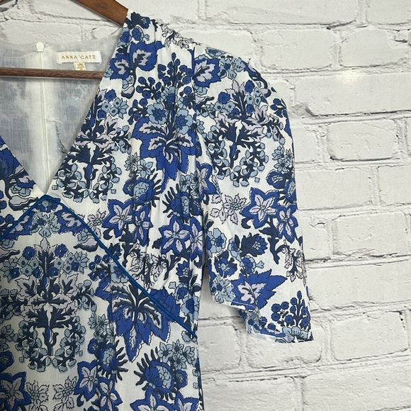 Anna Cate Floral Blue & White Maxi Dress Size X-Small Great Condition - Picture 5 of 15